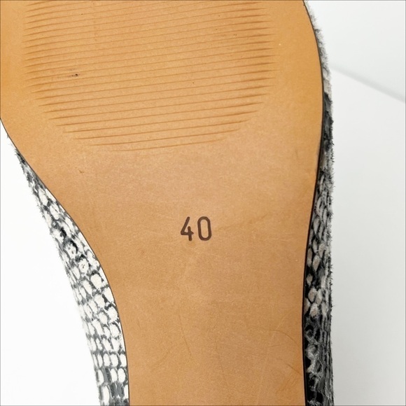 ASOS Reptile Snakeskin Mules 40 9.5 black white neutral square toe shoes heels - Picture 10 of 13